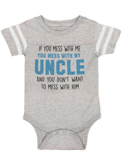 Mess With My Uncle Football Romper Bodysuit-Direct To Garment Print-Brisco Baby
