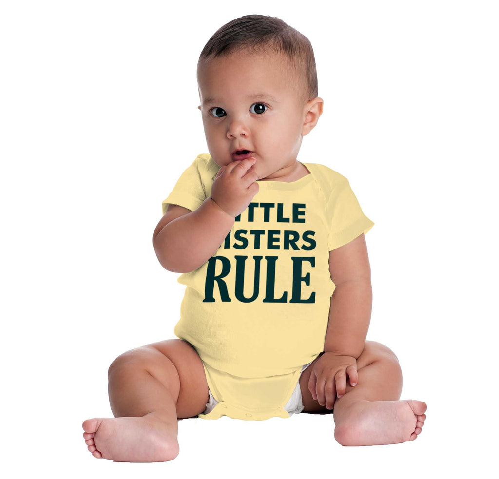 Little Sisters Rule Romper Bodysuit-Direct To Garment Print-Brisco Baby