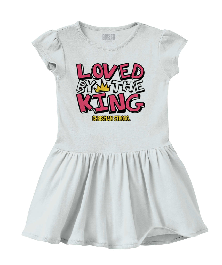 Loved By The King Solid Baby Infant Dress-Direct To Garment Print-Brisco Baby