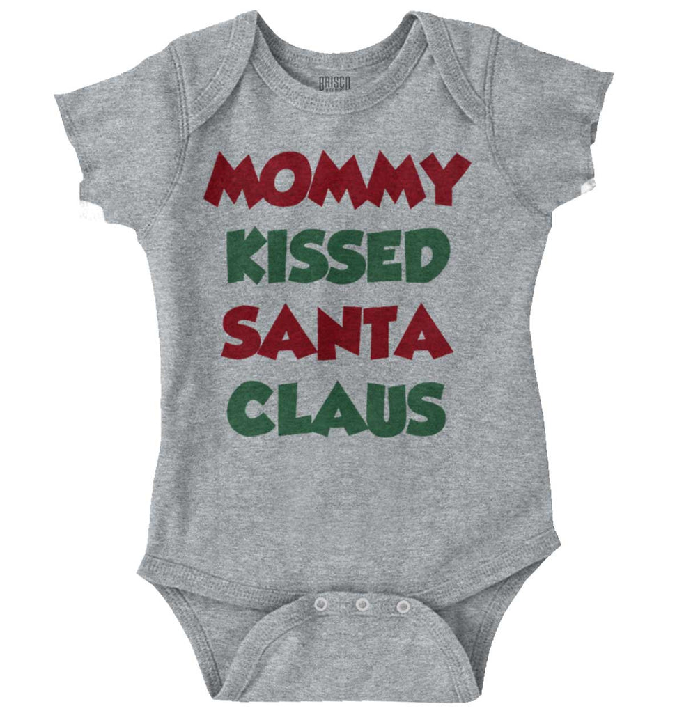 Mommy Kissed Santa Claus Romper Bodysuit-Direct To Garment Print-Brisco Baby