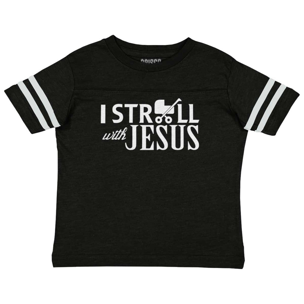 Stroll With Jesus Toddler Football Jersey Tee-Direct To Garment Print-Brisco Baby
