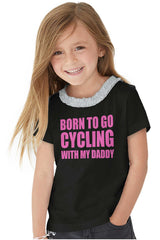 Cycling With Daddy Toddler Ruffled Trim T-Shirt-Direct To Garment Print-Brisco Baby