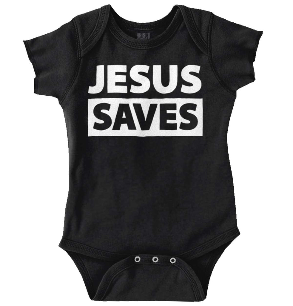 Jesus Saves Romper Bodysuit-Direct To Garment Print-Brisco Baby