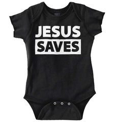 Jesus Saves Romper Bodysuit-Direct To Garment Print-Brisco Baby