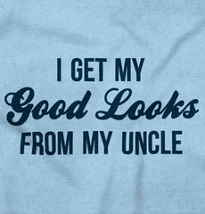 Good Looks From Uncle Infant Baby Bib-Direct To Garment Print-Brisco Baby