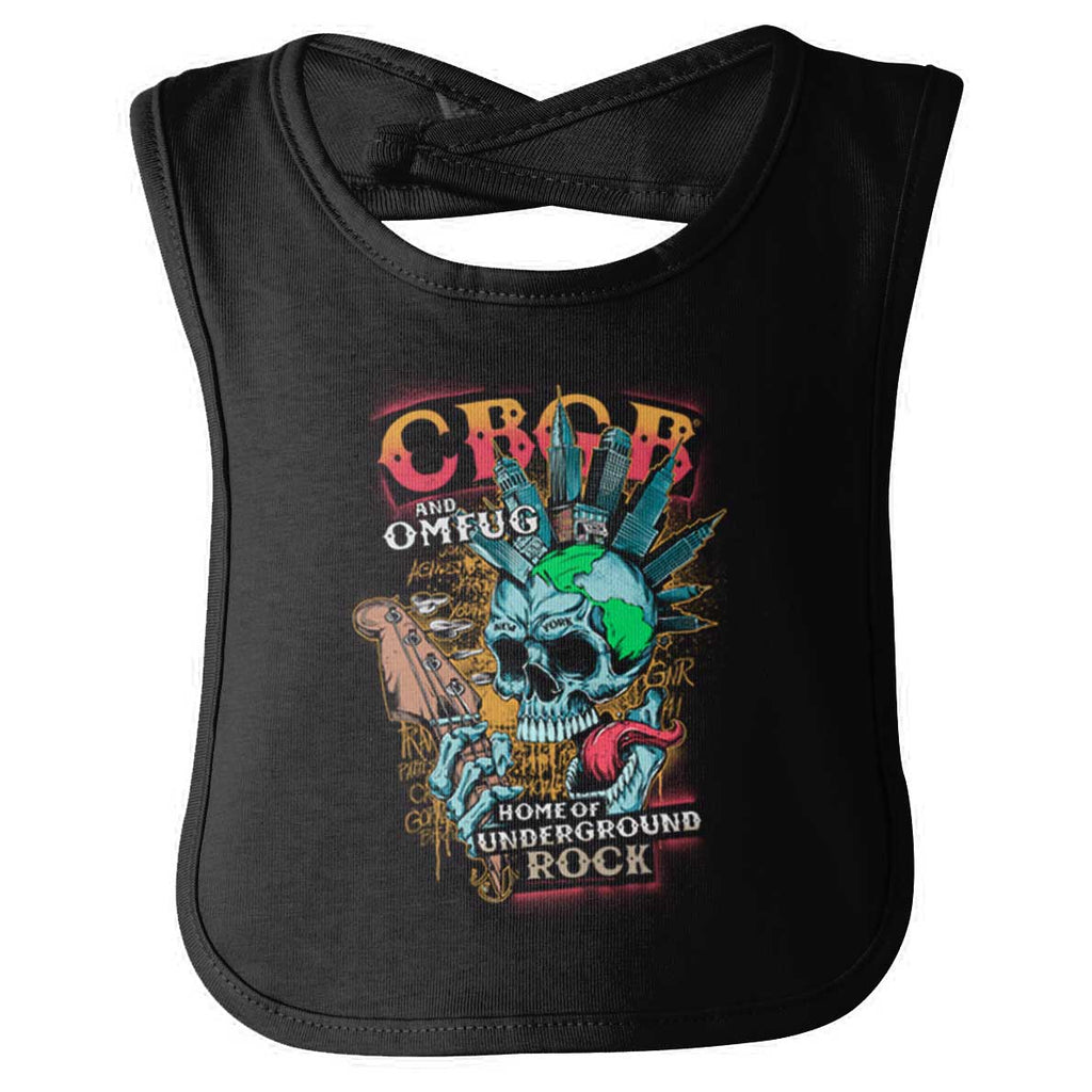 Heavy Metal CBGB Infant Baby Bib-Direct To Garment Print-Brisco Baby