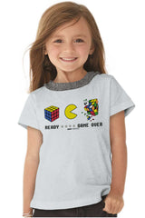 Pac-Man Ready Rubik's Toddler Ruffled Trim T-Shirt-Direct To Garment Print-Brisco Baby