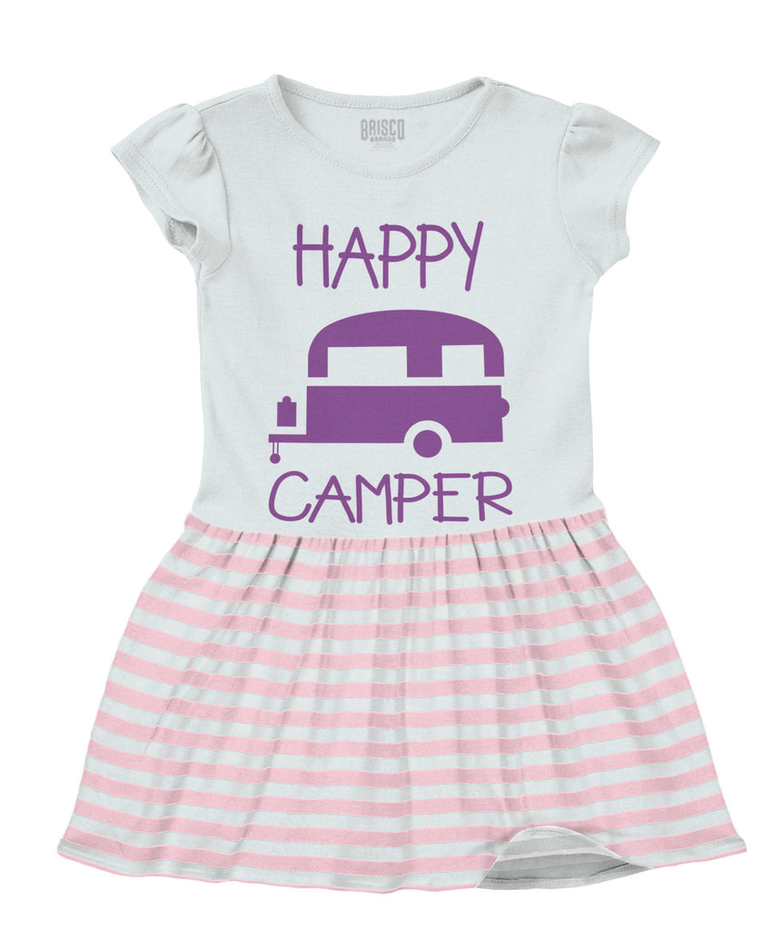 Happy Camper Baby Striped Skirt Dress-Direct To Garment Print-Brisco Baby