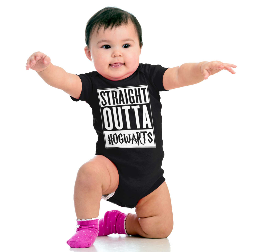 Straight Outta Hogwarts Romper Bodysuit-Direct To Garment Print-Brisco Baby