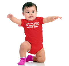 Always Keep Grandma Speed Dial Romper Bodysuit-Direct To Garment Print-Brisco Baby