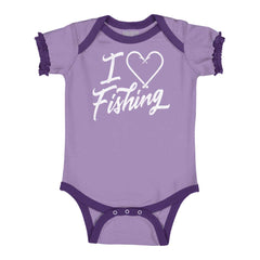 I Love Fishing Ruffled Trim Bodysuit-Direct To Garment Print-Brisco Baby
