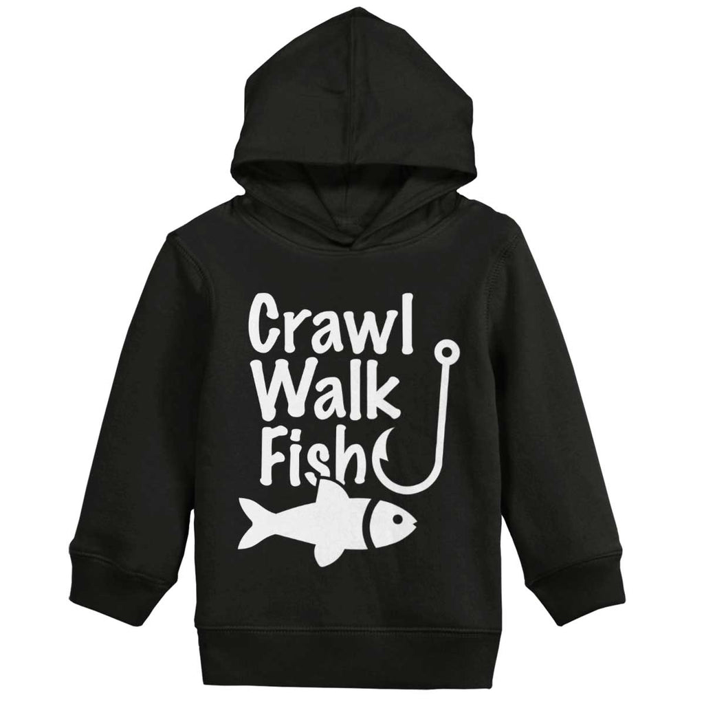 Crawl Walk Fish Toddler Pullover Hoodie-Direct To Garment Print-Brisco Baby