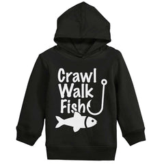 Crawl Walk Fish Toddler Pullover Hoodie-Direct To Garment Print-Brisco Baby