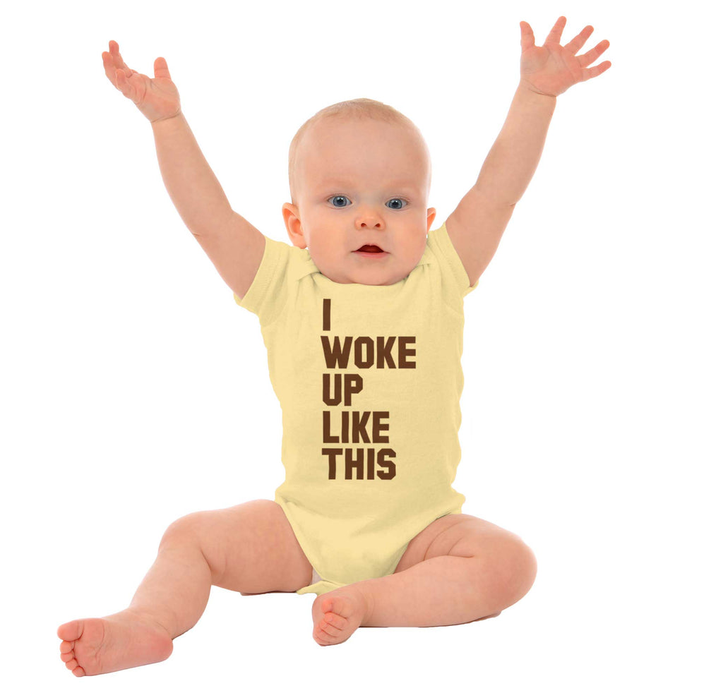 I Woke Up Like This Romper Bodysuit-Direct To Garment Print-Brisco Baby