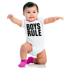 Boys Rule Romper Bodysuit-Direct To Garment Print-Brisco Baby