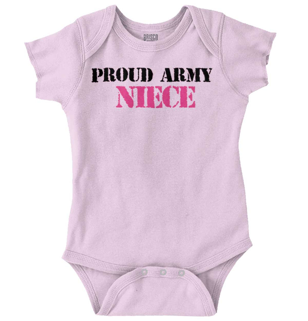 Proud Army Niece Romper Bodysuit-Direct To Garment Print-Brisco Baby
