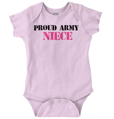 Proud Army Niece Romper Bodysuit-Direct To Garment Print-Brisco Baby