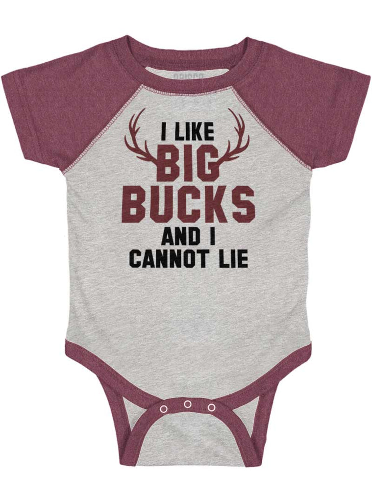 I Like Big Bucks Raglan Romper Bodysuit-Direct To Garment Print-Brisco Baby