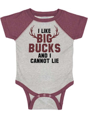 I Like Big Bucks Raglan Romper Bodysuit-Direct To Garment Print-Brisco Baby