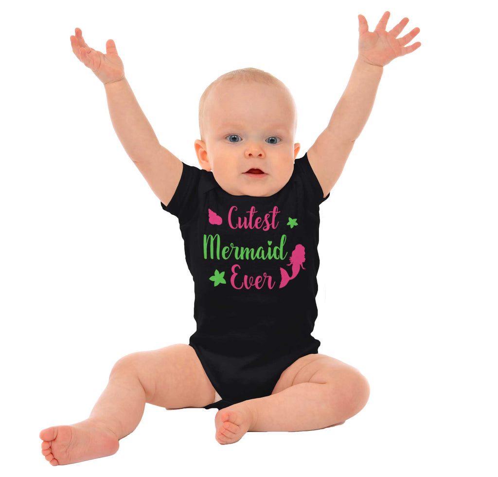 Cutest Mermaid Ever Romper Bodysuit-Direct To Garment Print-Brisco Baby