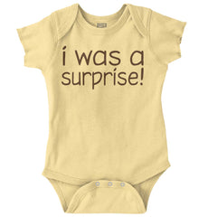 I Was A Surprise Romper Bodysuit-Direct To Garment Print-Brisco Baby