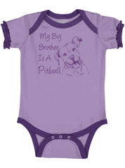 Brother is a Pitbull Baby Ruffled Trim Romper-Direct To Garment Print-Brisco Baby