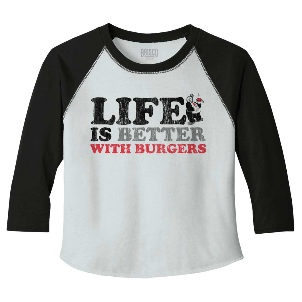 Better With Burgers Toddler Baseball-Direct To Garment Print-Brisco Baby