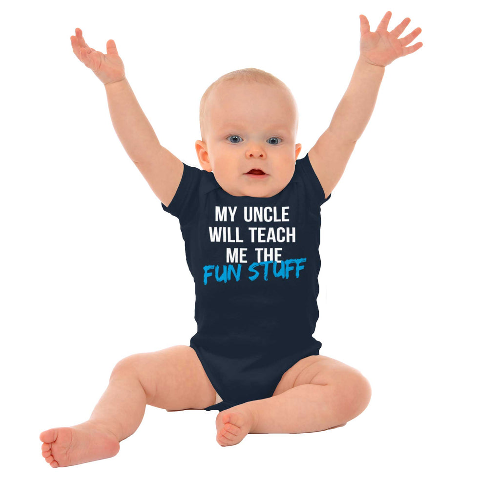 Uncle Teaches Fun Stuff Romper Bodysuit-Direct To Garment Print-Brisco Baby
