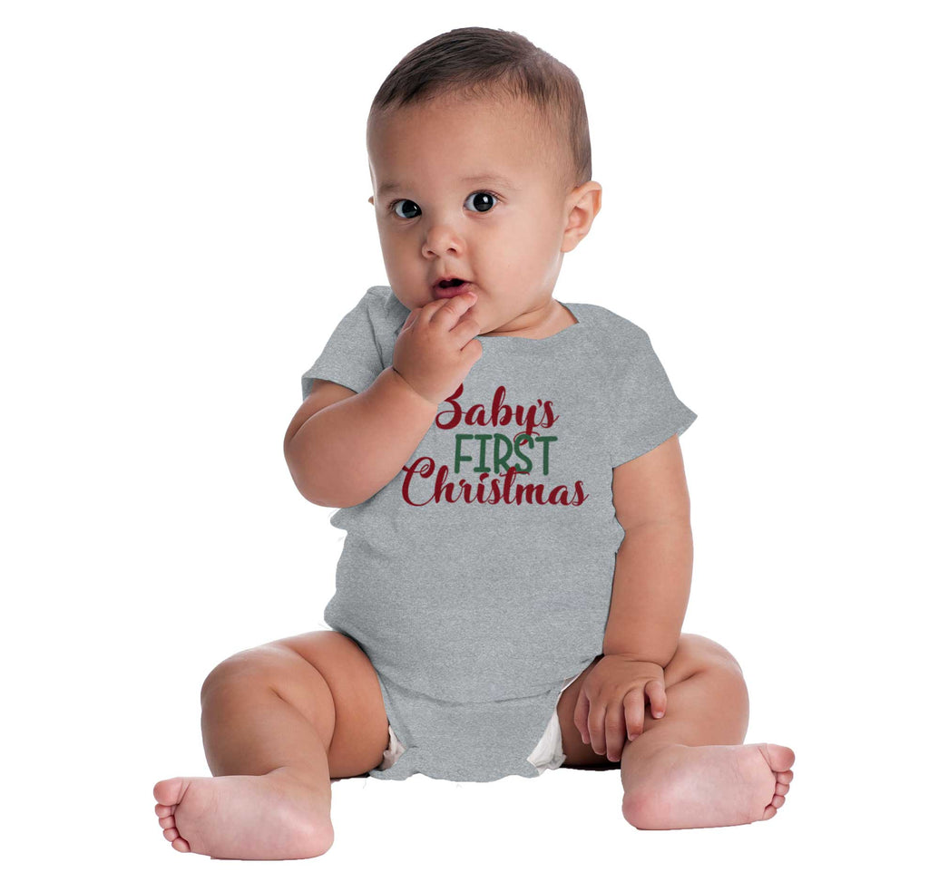 Baby's First Christmas Romper Bodysuit-Direct To Garment Print-Brisco Baby