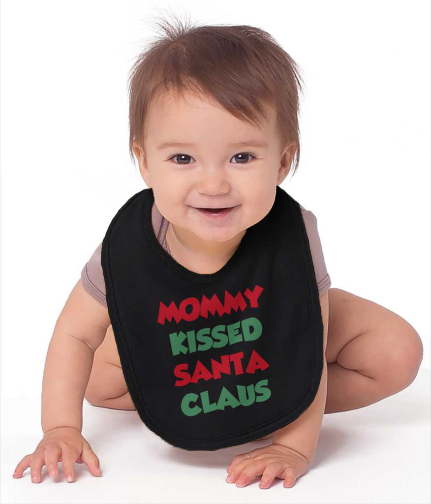 Mommy Kissed Santa Claus Infant Baby Bib-Direct To Garment Print-Brisco Baby