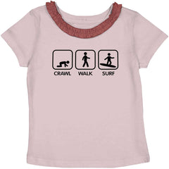 Crawl Walk Surf Toddler Ruffled Trim T-Shirt-Direct To Garment Print-Brisco Baby