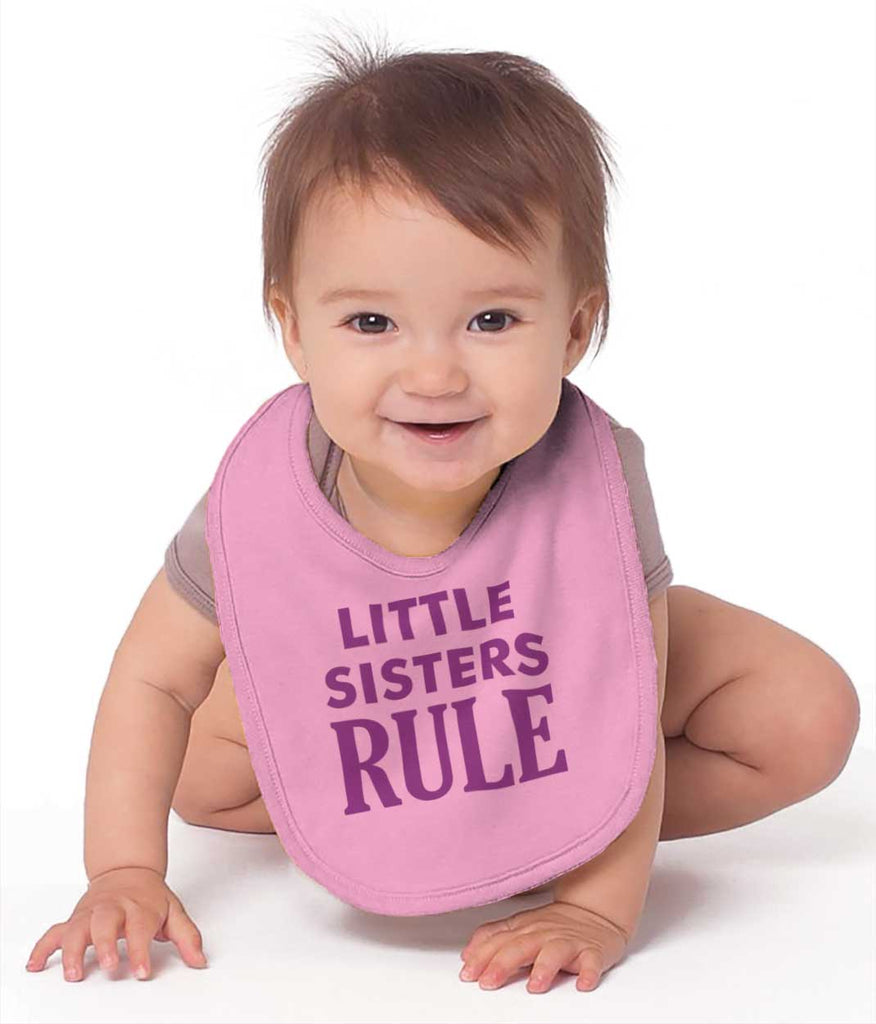 Little Sisters Rule Infant Baby Bib-Direct To Garment Print-Brisco Baby