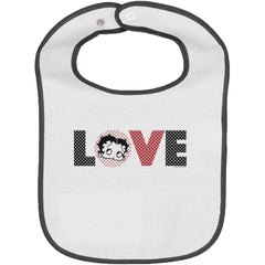 Pop Art Betty Trimmed White Snap Bib-Direct To Garment Print-Brisco Baby