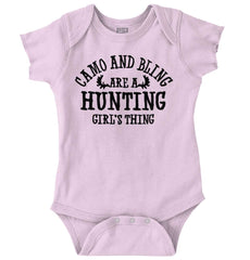 Camo Bling Hunting Thing Romper Bodysuit-Direct To Garment Print-Brisco Baby