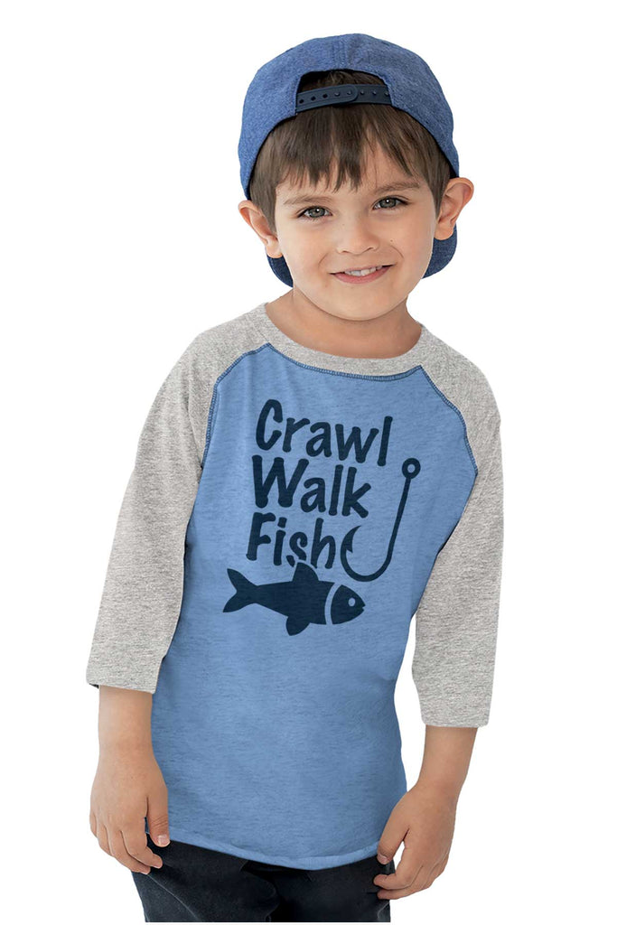 Crawl Walk Fish Toddler Baseball-Direct To Garment Print-Brisco Baby
