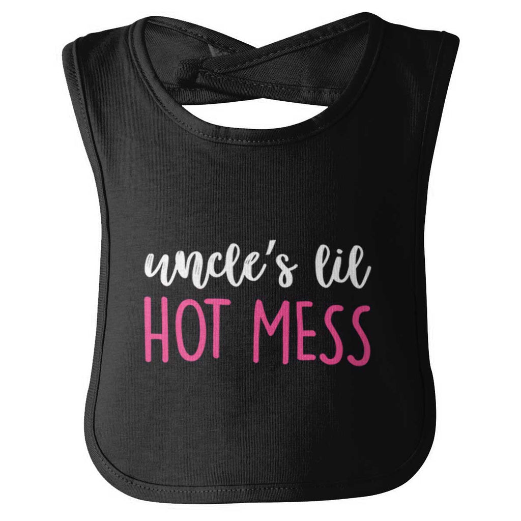 Uncle's Lil Hot Mess Infant Baby Bib-Direct To Garment Print-Brisco Baby