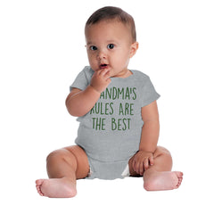 Grandma's Rules Are The Best Romper Bodysuit-Direct To Garment Print-Brisco Baby