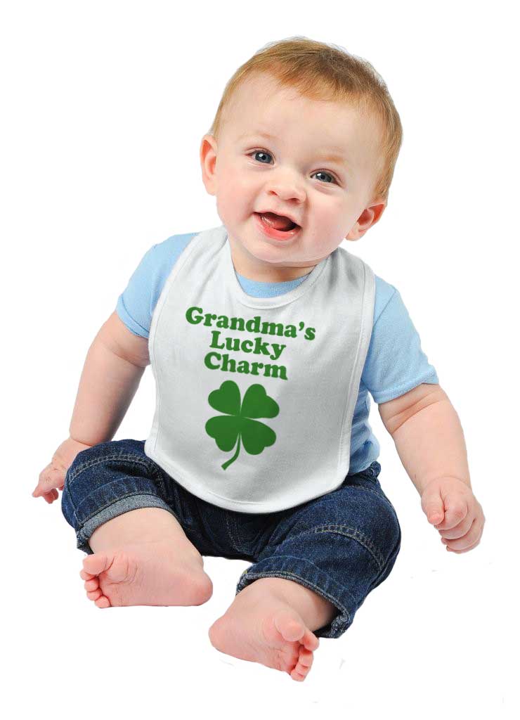 Grandma's Lucky Charm Infant Baby Bib-Direct To Garment Print-Brisco Baby
