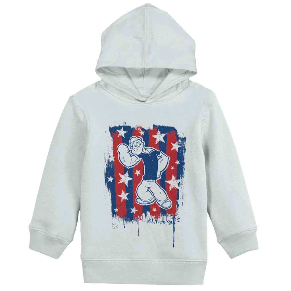 Stars Stripes Popeye Toddler Pullover Hoodie-Direct To Garment Print-Brisco Baby