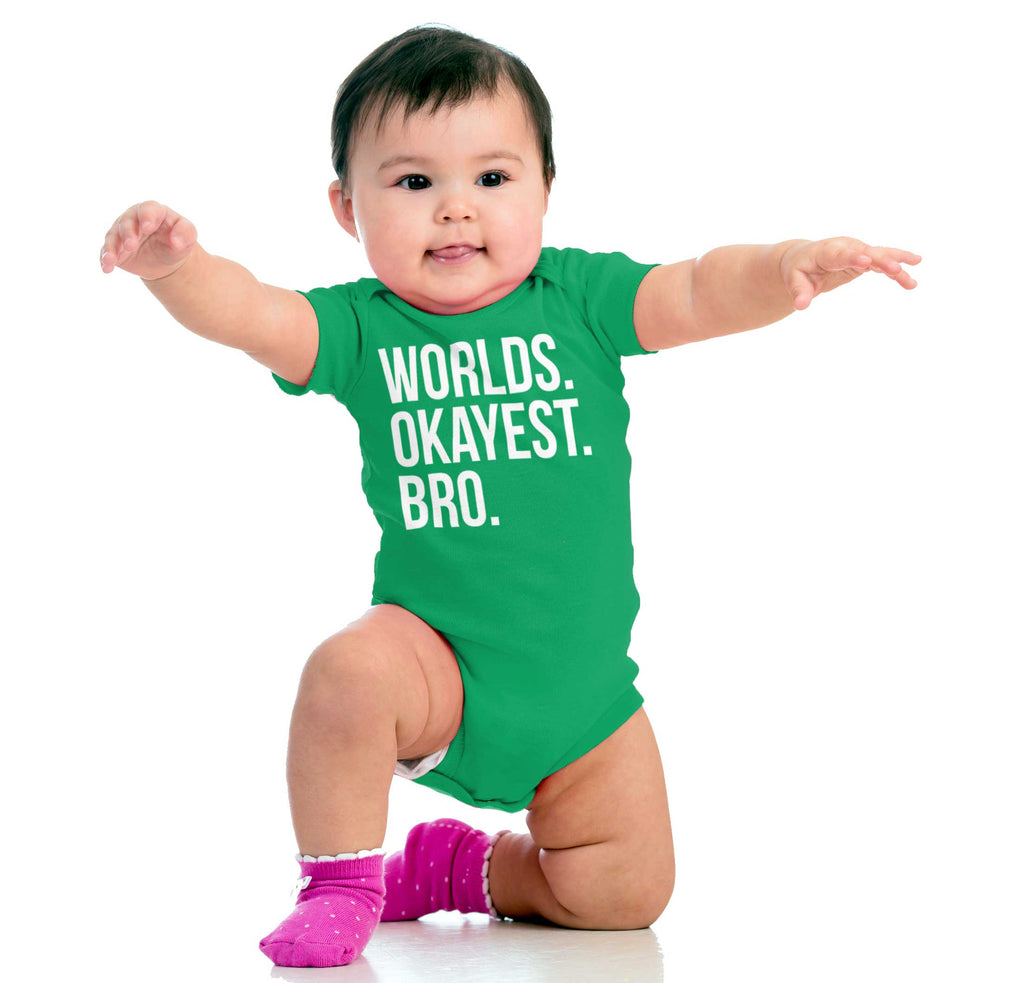 Worlds Okayest Bro Romper Bodysuit-Direct To Garment Print-Brisco Baby