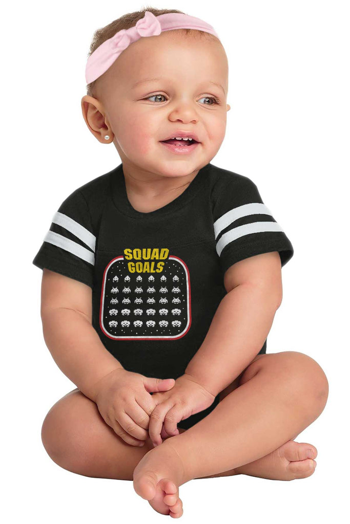 Squad Goals Video Gaming Nerd Football Romper Bodysuit-Direct To Garment Print-Brisco Baby