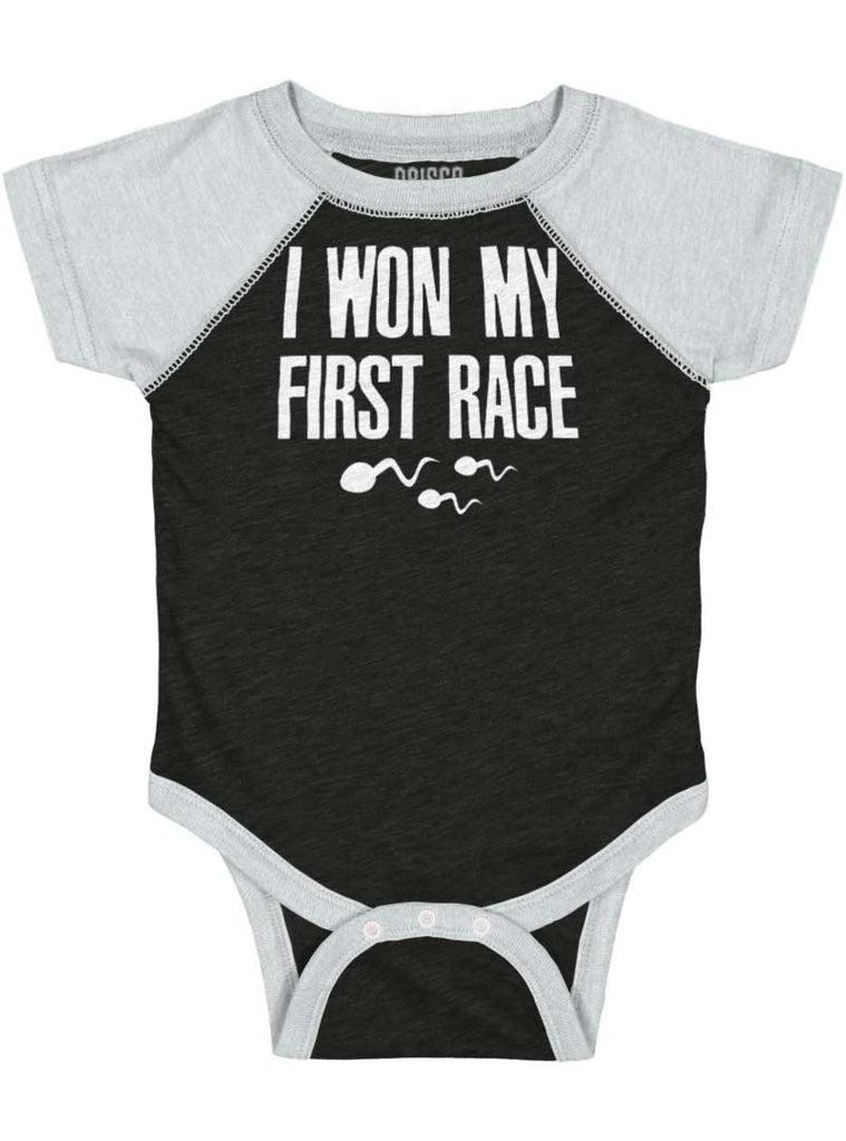 Won The Race Raglan Romper Bodysuit-Direct To Garment Print-Brisco Baby