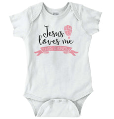Jesus Christ Loves Me Romper Bodysuit-Direct To Garment Print-Brisco Baby
