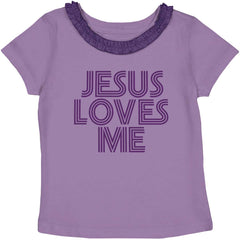 Christ Loves Me Toddler Ruffled Trim T-Shirt-Direct To Garment Print-Brisco Baby