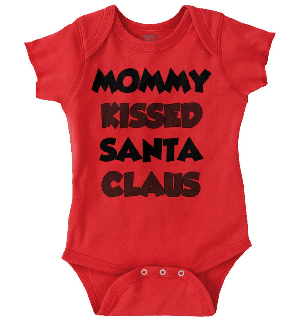 Mommy Kissed Santa Claus Romper Bodysuit-Direct To Garment Print-Brisco Baby