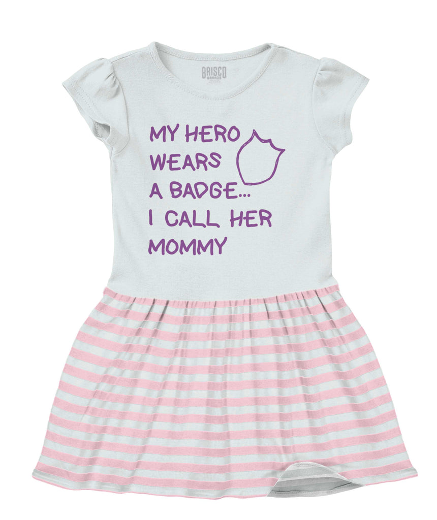 Hero Wears Badge Baby Striped Skirt Dress-Direct To Garment Print-Brisco Baby