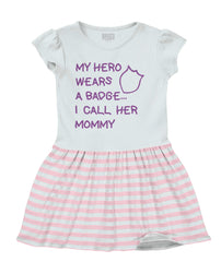 Hero Wears Badge Baby Striped Skirt Dress-Direct To Garment Print-Brisco Baby