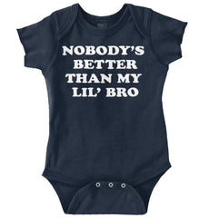 Nobody's Better Than My Lil' Bro Romper Bodysuit-Direct To Garment Print-Brisco Baby