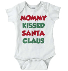 Mommy Kissed Santa Claus Romper Bodysuit-Direct To Garment Print-Brisco Baby