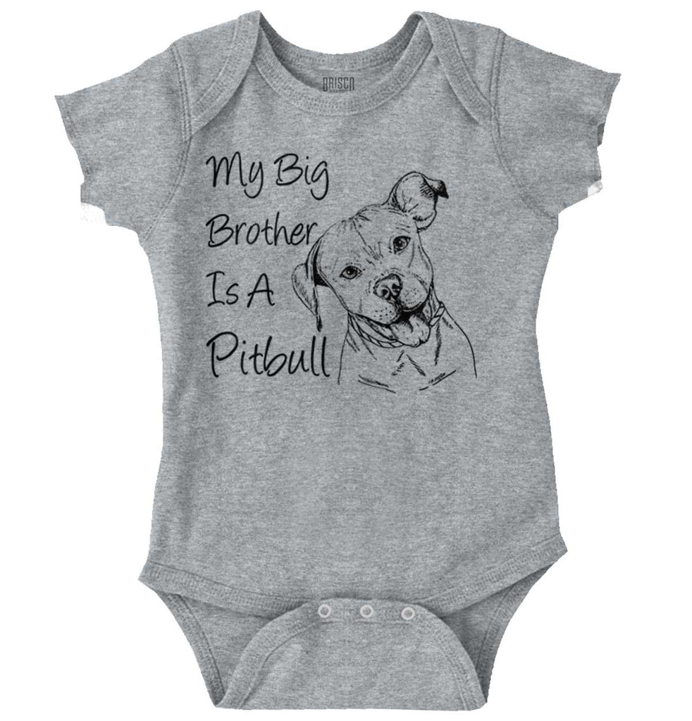 Brother is a Pitbull Romper Bodysuit-Direct To Garment Print-Brisco Baby